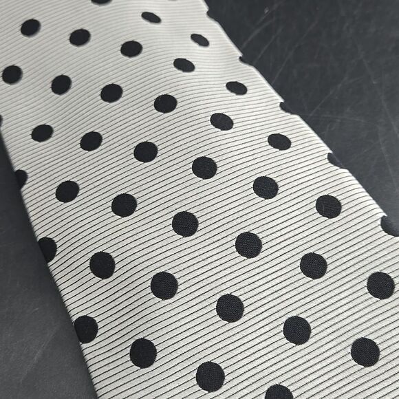 Paul Fredrick Silver White Black Floral And Polka Dot Tie Bundle (2) - Picture 8 of 10